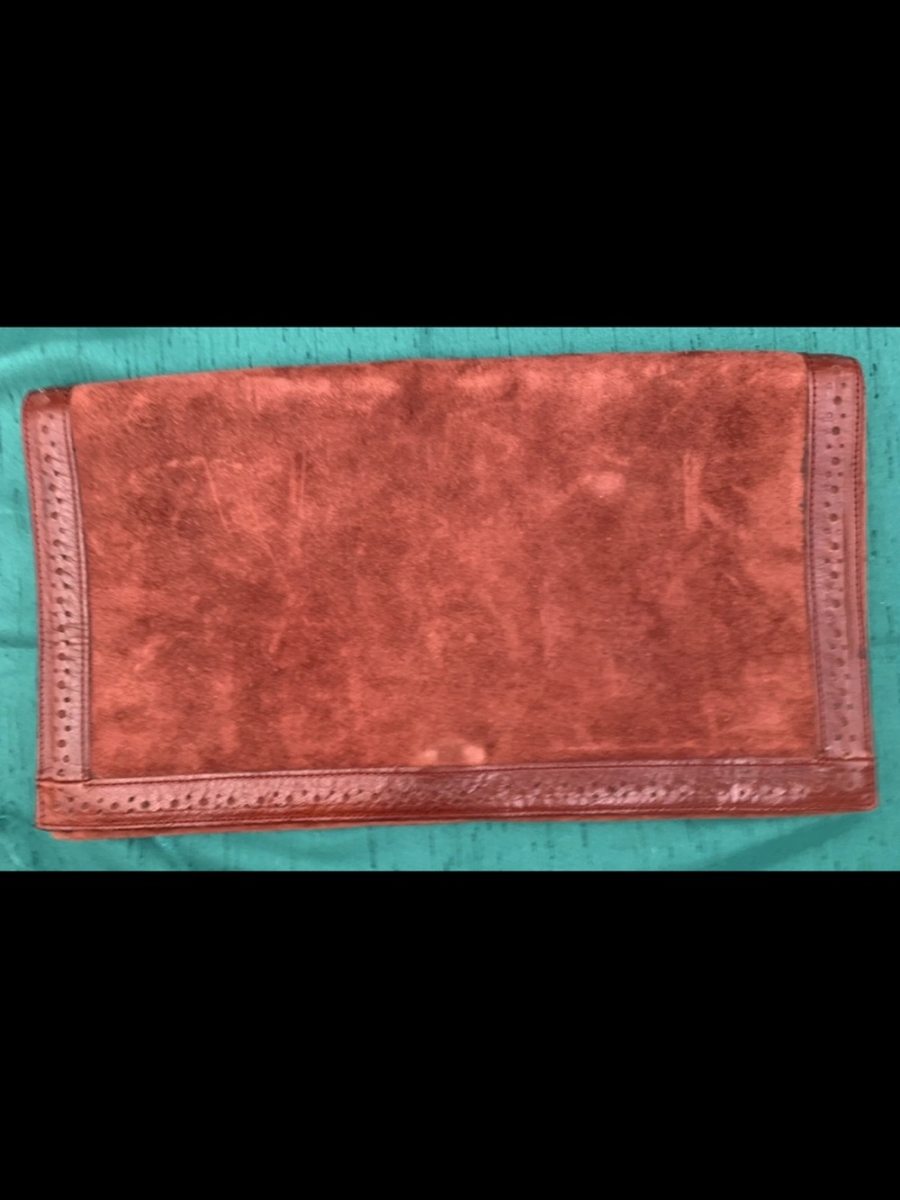 Mulberry Suede Clutch in Rust Brown